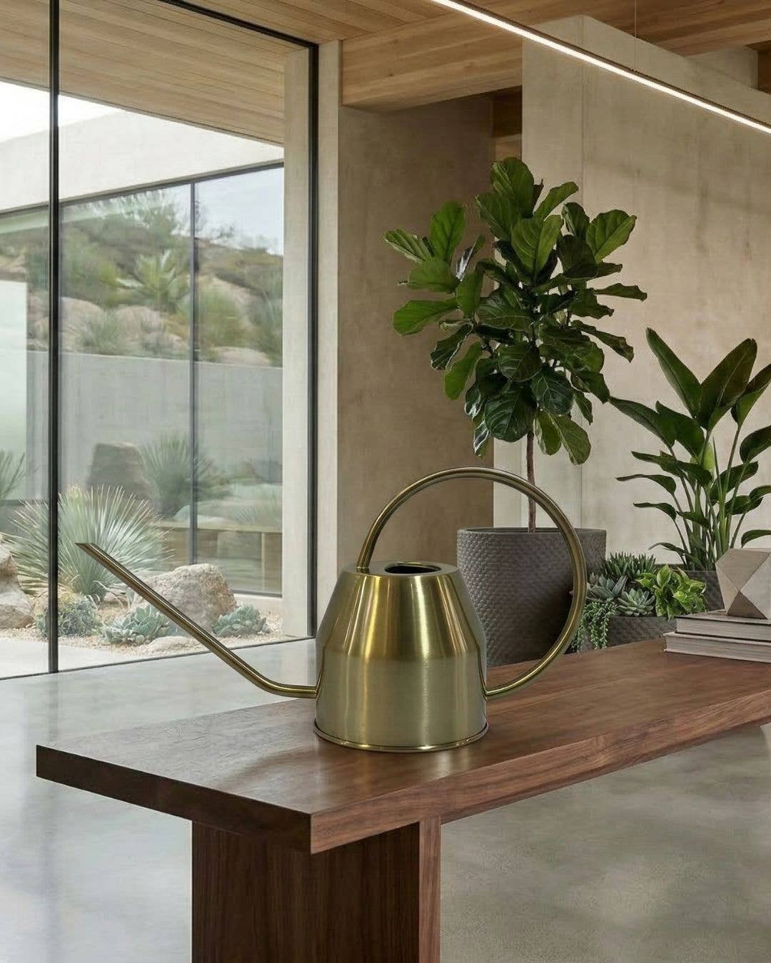 1L Gold Stainless Steel Watering Can – Long Spout Design