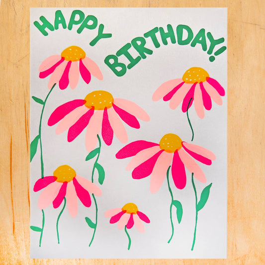 DROOPY DAISIES BIRTHDAY GREETING CARD